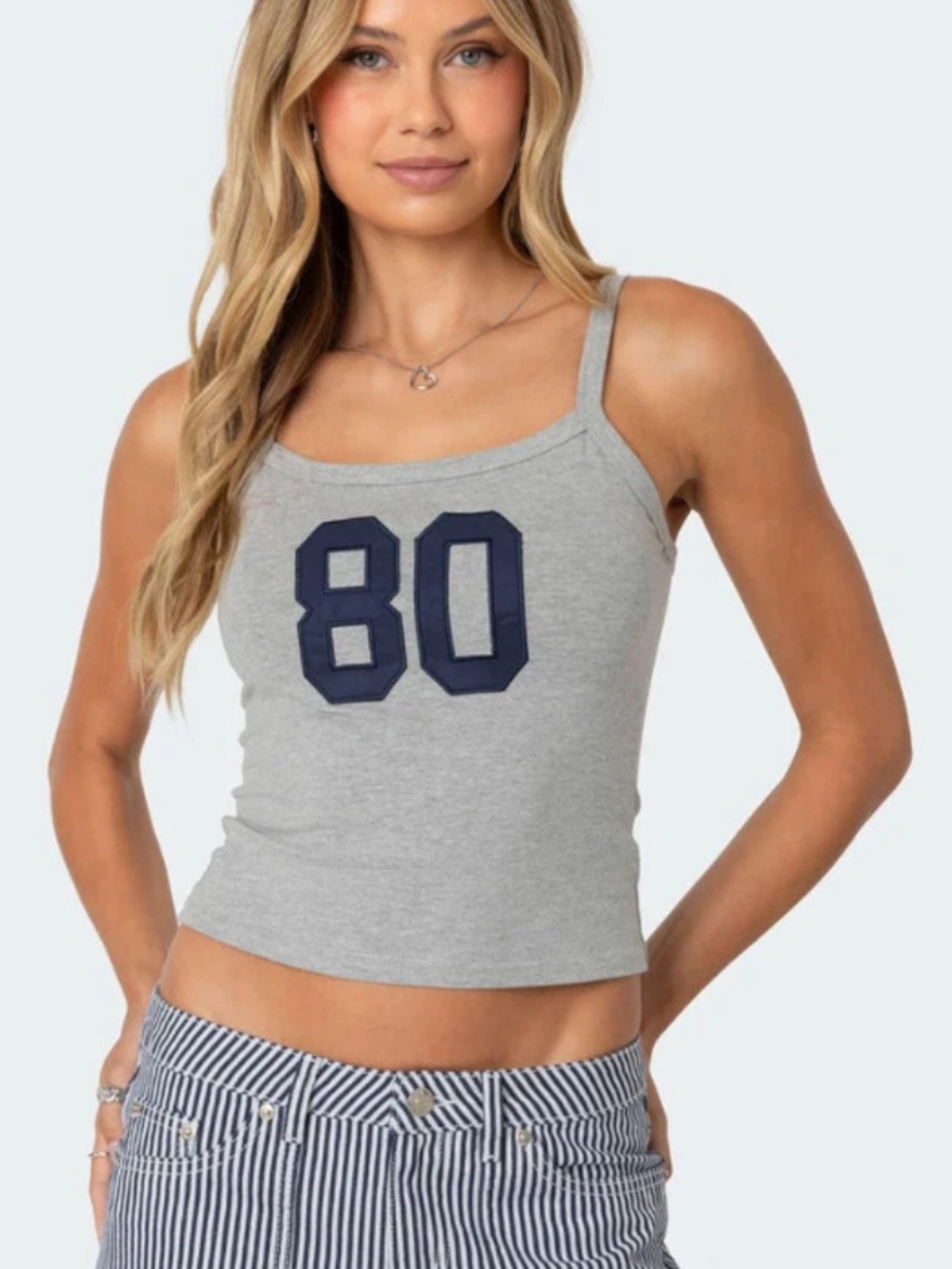 Women's Edikted Gray Cropped Number 80 Cami Top - XS